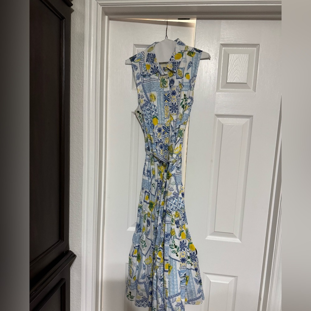 Chic Blue and Yellow Floral Maxi Dress